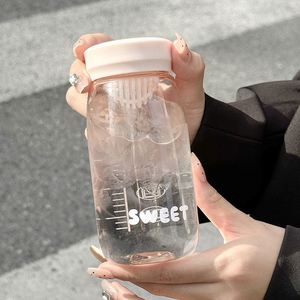Vaso de Agua Portátil, Estilo INS, Bonito y Transparente, Vaso de Plástico para Leche, para Beber Directamente - Product Image 6