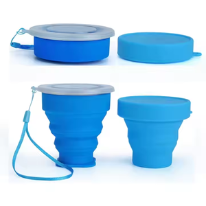 ขวดน้ำซิลิโคนพับได้ เกรดอาหาร ปลอดสาร BPA พร้อมคาราไบเนอร์ สำหรับกีฬาในร่มและกลางแจ้ง - Product Image 1