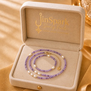 Collar JinSpark 'Aetheric Bloom' con Cuentas de Amatista Natural y <span class=keywords><strong>Perlas</strong></span> de Agua Dulce - Chapado en Oro de 18K, Romántico, Ligero, de Lujo y Curativo - Product Image 5