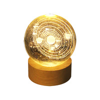 Ornement de boule de cristal lumineuse créative avec motifs multiples, recharge directe, veilleuse couleur chaude, cadeau de bureau pour Noël
