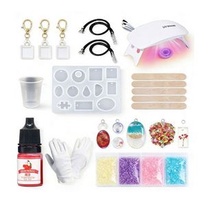 Gift Ready Handmade Resin Jewelry DIY Making Kit Featuring Hard Transparent Cure Resin <b>UV</b> <b>Light</b> Mold Set for Creative Makers - Product Image 1