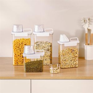Home Upgrade Sealed <b>Kitchen</b> Cans Food-grade Grains Rice Cereals <b>Storage</b> Boxes Plastic Transparent Dry Food <b>Containers</b> with Cups - Product Image 4