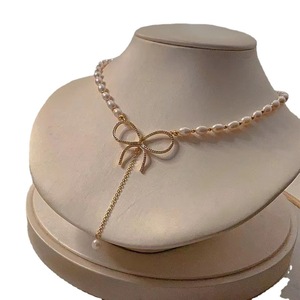 Collier en perles d'eau douce naturelles faites à la main, 4-5 mm, forte luminosité, micro défauts, chaîne, perles pour bébé, perles en vrac, petit collier - Product Image 5