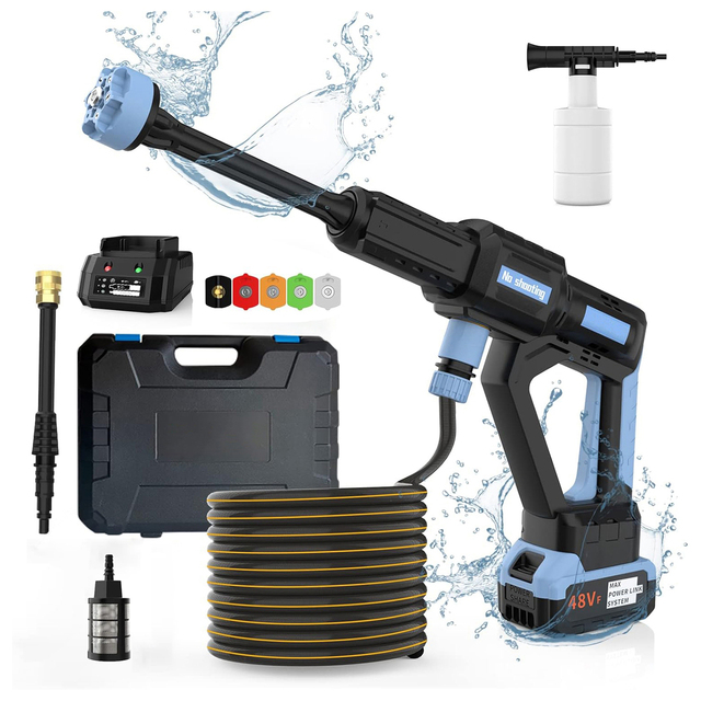 Portable Cordless Car Washer High Pressure Rechargeable Battery Operated Machine with Carry Bag Plastic Material