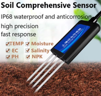 Capteur de sol intégré 8-en-1 avec sortie RS485 Modbus-RTU pour l'humidité, la température, le pH, l'EC, la salinité, le NPK, IP68