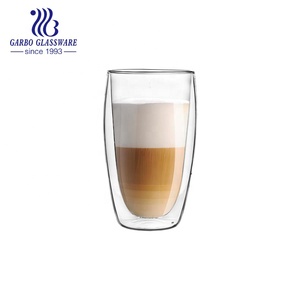 16oz vetro borosilicato resistente al calore logo personalizzato premium a doppia parete <span class=keywords><strong>bicchieri</strong></span> per caffè e caffè <span class=keywords><strong>Espresso</strong></span> acqua calda potabile - Product Image 2