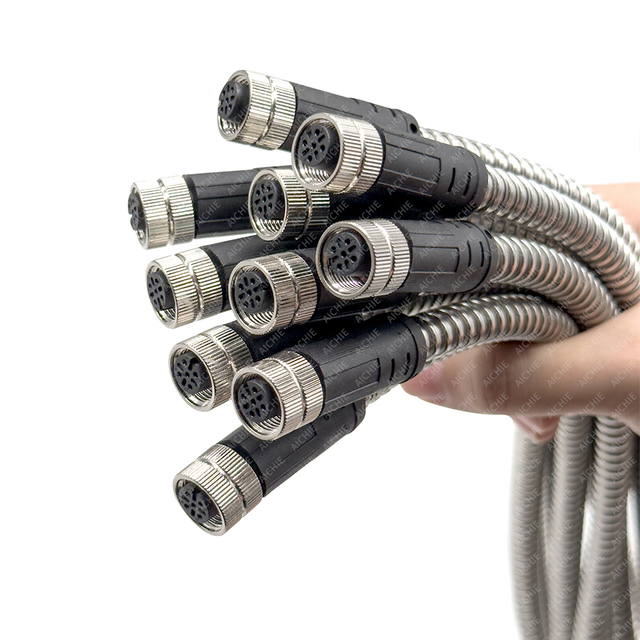 Aichie Custom IP68 Waterproof M12 Quick Cable Field Assembly Kit Industrial Automation M12 Molded Wire Cables