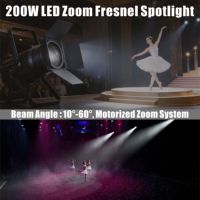 Avastron 220W COB LED Zoom Fresnel-Scheinwerfer 10-60 Grad Abstrahlwinkel CRI 90 DMX512 IP20 für Theater TV-Studio Halle Bühnenbeleuchtung