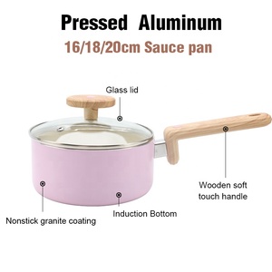 Sartén de aluminio antiadherente con revestimiento de granito de 18 cm, nueva, al por mayor, con mango de madera, apta <span class=keywords><strong>para</strong></span> inducción - Product Image 5