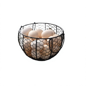 Round Shape Mesh Iron Wire <b>Egg</b> <b>Basket</b> Black Color <b>Egg</b> Rack With Handles Kitchenware Storage <b>Egg</b> <b>Basket</b> And Holder - Product Image 1