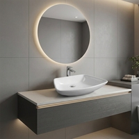 Lavabo sur pied en porcelaine à double face lisse, grande capacité, pour salles de bain d'hôtels et villas