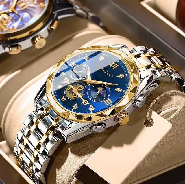 Original Chronograph Men's Wrist Watch Luxury Chronograph Waterproof Date Luminous Quartz Watches Stainless Steel Watch for Men