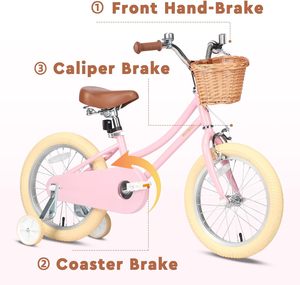 Bicicletta per Bambine Petimini 12-20 Pollici con Telaio in Acciaio, Cestino in Plastica, Freno a Disco, Monovelocità, Forcella Ammortizzata per Bambini 2-12 Anni - Product Image 4