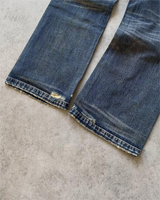 Fabrication sur mesure de jeans classiques pour hommes, vintage, délavés, déchirés, à cinq poches, coupe droite, taille mi-haute, décontractés.