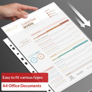 Cartella trasparente in PP a fogli mobili con 11 fori, inserto <span class=keywords><strong>A4</strong></span>, tasche protettive per pagine a 11 fori, protezioni in plastica per fogli - Product Image 2