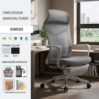 Chaise de bureau ergonomique à dossier haut en maille avec repose-pieds, soutien lombaire réglable, inclinable et pivotante, chaise de direction pour ordinateur