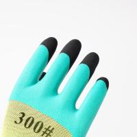Gants de travail de jardin durables et respirants en tricot antidérapant avec revêtement en mousse de latex verte et double trempage