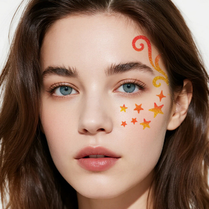 Autocollant de tatouages temporaires de paillettes colorées <span class=keywords><strong>tatouage</strong></span> imperméable de dessin animé d'étoile à cinq branches rouge et jaune pour la jambe de <span class=keywords><strong>bras</strong></span> de visage - Product Image 4