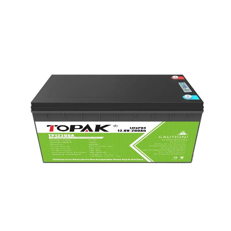 TOPAK 200ah 12 v lifepo4 배터리 태양열 시스템 에너지 저장 12 볼트 배터리 용 딥 사이클 리튬 이온 배터리