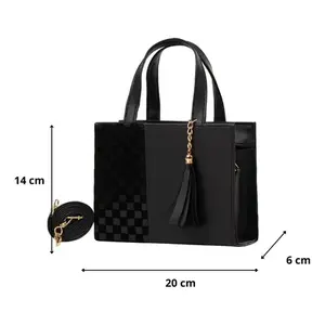 Sac bandoulière noir Dora pour femme Fana, style bohème, fermeture éclair, imperméable, doublure en toile PU, poignée unique, pompon - Product Image 1