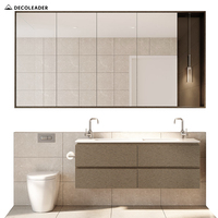 Yüksek kaliteli Modern basit banyo makyaj dolabı ile duvara monte çift lavabo