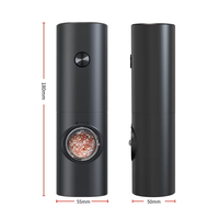 Ensemble de 2 moulins à épices électriques à piles, en plastique écologique, semi-automatiques, pour sel et poivre, avec lumière LED pour le broyage