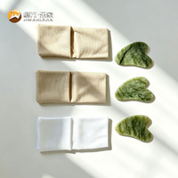 Jiwan Lejia – Kit de massage facial en jade vert Xiuyan naturel de haute qualité avec rouleau et pierres Gua Sha, personnalisable avec votre logo