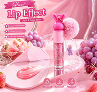 Lot de 12 porte-clés en peluche lapin coréen mignon avec brillant à lèvres, rouge à lèvres de luxe haute pigmentation mat, pailleté et crémeux, vente en gros