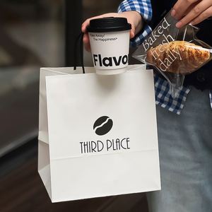 Bolsas de Compra de Papel Kraft Desechables, Biodegradables, Reciclables y Ecológicas Personalizadas con Asas para Envasado de Alimentos y Café - Product Image 6