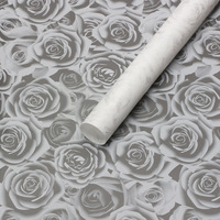 DLBZ 57x57cm Matériel d'emballage pour fleurs imperméable et recyclable, papiers plastiques translucides pour fleuristes, motif de roses pour cadeaux et fêtes