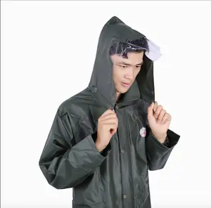 New Design Rainrider Rain Suit Impermeável PVC Army Green Rain Gear Raincoats Para Camping Travel Rainwear Impermeável Reutilizável