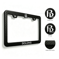 Cadre de plaque d'immatriculation en plastique ABS standard américain BOLONG, 12x6 pouces, support de plaque d'immatriculation de voiture, logo personnalisé, cadre de plaque d'immatriculation vierge