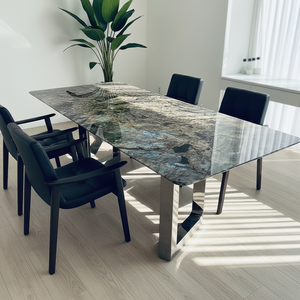 Table à manger rectangulaire de luxe en marbre artificiel <span class=keywords><strong>Dali</strong></span> avec pieds en acier inoxydable, démontable, fabriquée en Chine, haut de gamme, garantie 5 ans - Product Image 6