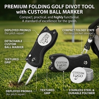 Stainless Steel Switchblade Golf Divot Tool Custom Logo Magnetic Blank Golf Ball Marker Golf Gift for Golfer Men Women