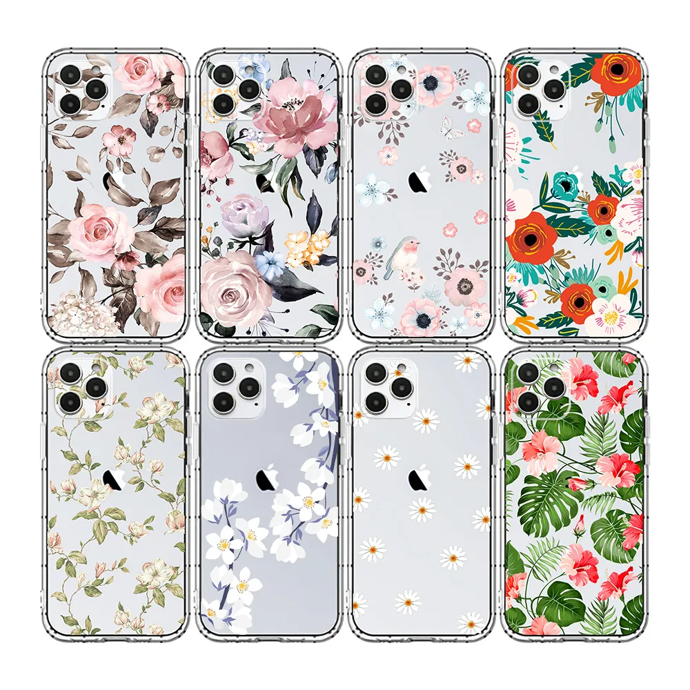 Print Daisy floral Clear TPU cell Phone bags For iPhone 14 pro max