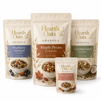 Sachet à fond plat mat refermable pour collations pour enfants, qualité alimentaire, 2oz 4oz, pochette verticale, marque privée
