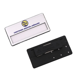 Tùy Chỉnh Khách Sạn Kim Loại An Toàn Men Pins Quà Lưu Niệm Nhân Viên Tên Logo Thẻ Ve Áo Pins Phù Hiệu Laser Khắc Từ Thẻ Tên - Product Image 1