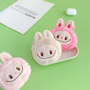 Porte-monnaie porte-clés lapin de dessin animé tendance en peluche, petit portefeuille avec rembourrage en coton PP pour le rangement de cartes bancaires, poupée anti-stress - Product Image 3