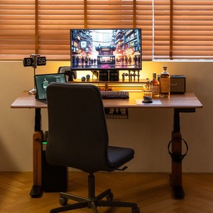 Chaochao Electric Height Adjustable <b>Desk</b> Solid Wood Dual Motor Automatic Office <b>Computer</b> <b>Desk</b> 1.3M 1.5M 1.8M - Product Image 1