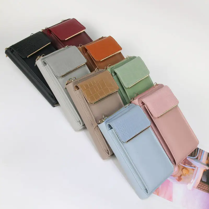 New Design Cell Phone Wallet Purse mobile phone bag fashion pu leather shoulder crossbody phone bag for women ladies