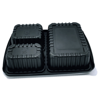 Boîte à lunch pour restauration rapide à 3 compartiments, emballage alimentaire en plastique thermoformé à emporter