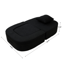 VOXHOME Minimalistisches Modernes Einzelsofa-Bett für Wohnzimmer Schlafzimmer Wohnmöbel Klappbares Faulbett-Sofa Schwarzes Bouclé-Sofa