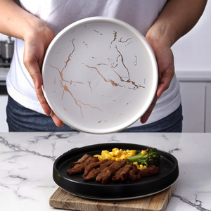 Brett Luxe Nordique Marbre Rectangulaire Ovale En Céramique Steak Assiette Snacks Assiettes Western Blanc Noir Hôtels <span class=keywords><strong>Faïence</strong></span> Servir Plateaux - Product Image 1