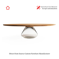 Mesa de Centro Italiana Minimalista de Lujo Ligero, Personalizable, Madera Maciza Norteamericana + Base de Metal con Tapa de Piedra de Lujo, para Casa de Alta Gama