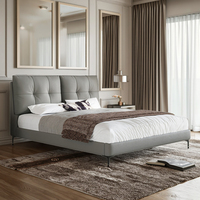 Ensemble de chambre à coucher King-Size moderne, luxueux, écologique et durable avec lit rembourré en cuir véritable et cadre en bois massif