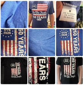 T-shirt Uomo Personalizzata OEM 250° Anniversario Giorno dell'Indipendenza USA Patriottico 4 Luglio Taglie Forti in Maglia Solida 1776 2026 Aquila - Product Image 6
