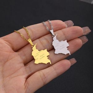 SC Offre Spéciale – collier ras du cou élégant en acier inoxydable, pendentif carte de la colombie pour femmes et hommes - Product Image 3