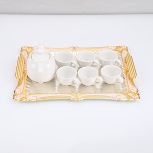 Plateau en fer arabe bicolore en dentelle Plateau de service en métal rectangulaire écologique pour une utilisation polyvalente - Product Image 4