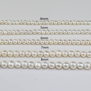 Dây chuỗi hạt ngọc trai nước ngọt tự nhiên nuôi cấy trắng 4-8mm, bán buôn, hạt tròn, lỗ lớn - Product Image 4