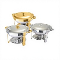 Plat à chafing de luxe en acier inoxydable doré, capacité 3L, chauffe-plats portable à vapeur, maintien au chaud 24 heures pour hôtels et restaurants
